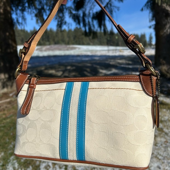 COACH Y2K Signature C Jacquard w/Leather Trim Demi Shoulder Bag - Picture 12 of 12